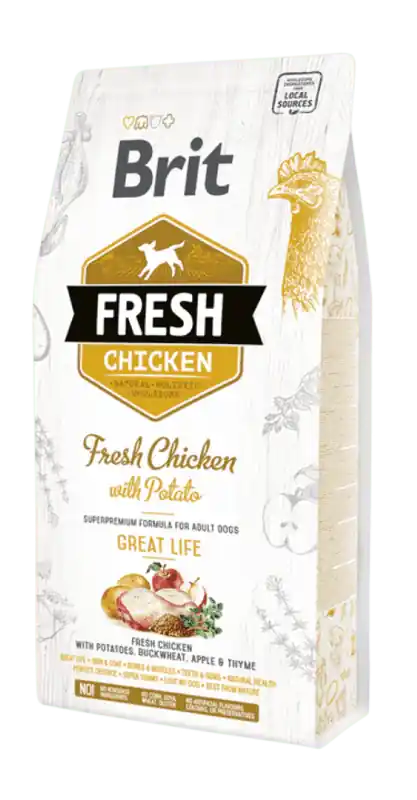 Favoriet Brit Fresh Dog Chicken & Potato Adult Great Life 12kg - holistické krmivo pro psy
