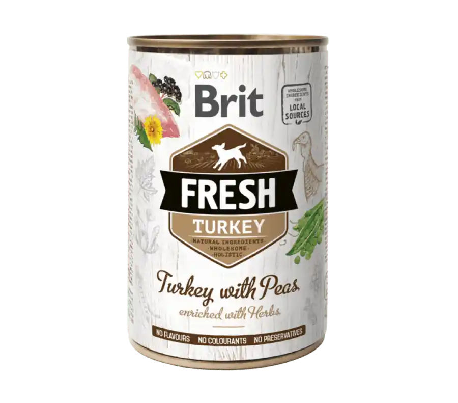 Brit Fresh Dog konz Turkey with Peas 400g – holistická konzerva Nieuw