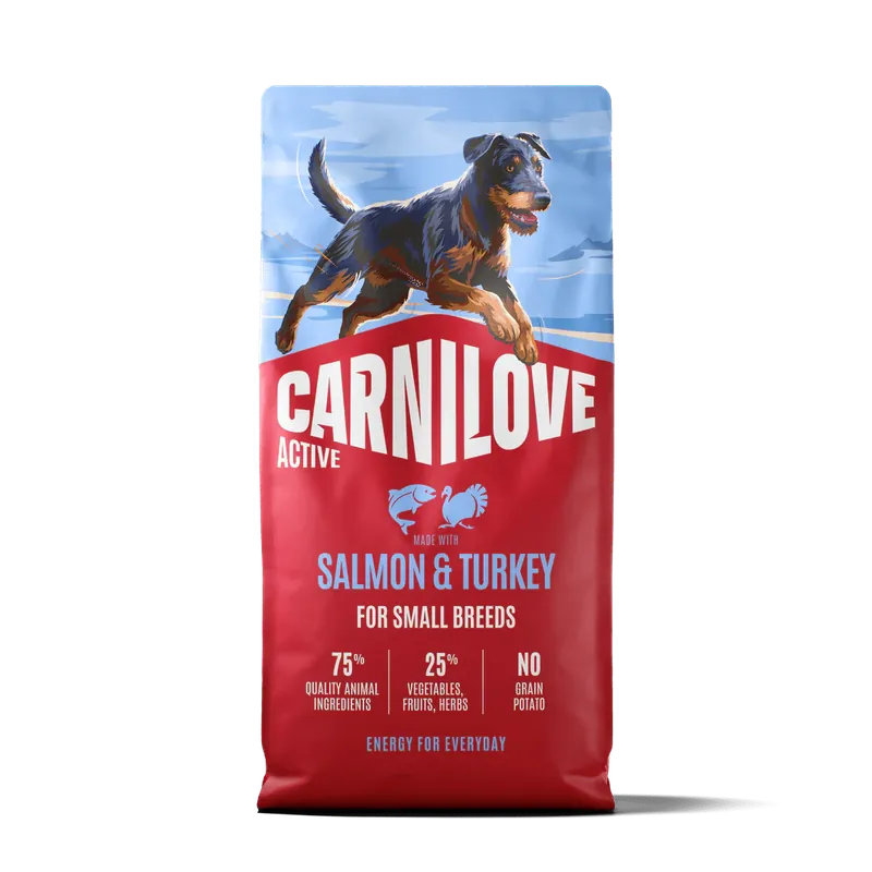 Goedkoop Carnilove Dog Active Dry Salmon&Turkey Adult SB 1,5kg - Bezobilné granule pro malé psy