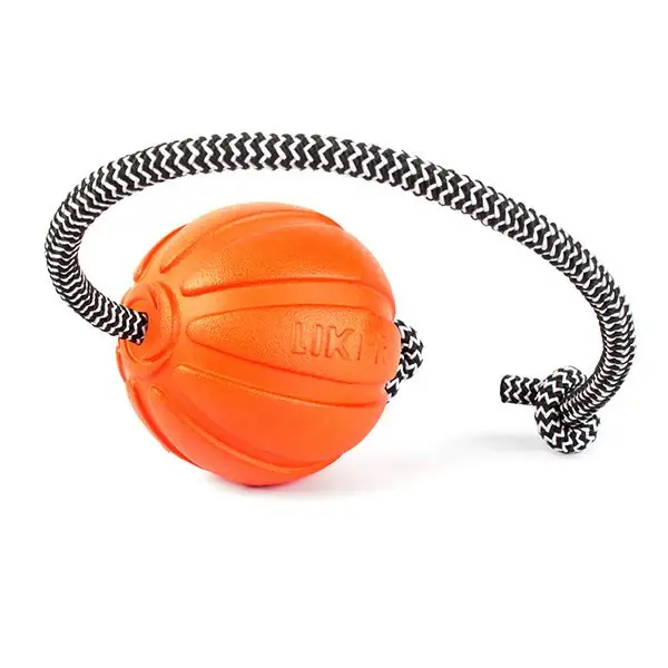 Beste Prijs Hračka pes Liker Cord míček oranžový 9cm - Plovoucí míček pro psy s provazem