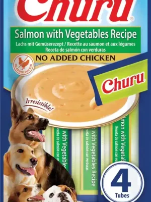 Churu Dog Fish Salmon Recipe with Vegetables 4x14g - krémový bezobilný pamlsek pro psy s lososem Nu Kopen