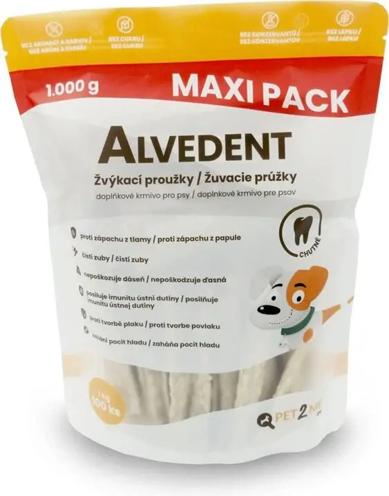 Premium Alvedent Pet2Me žvýkací proužky pro psy 100ks/1kg - Dentální žvýkací proužky pro psy
