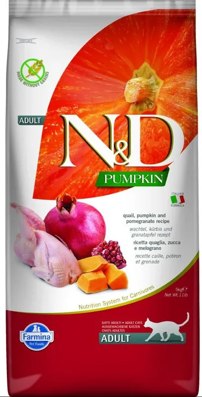 N&D Pumpkin CAT Quail & Pomegranate 5kg–křepelka a granátové jablko pro kočky Weekendaanbieding