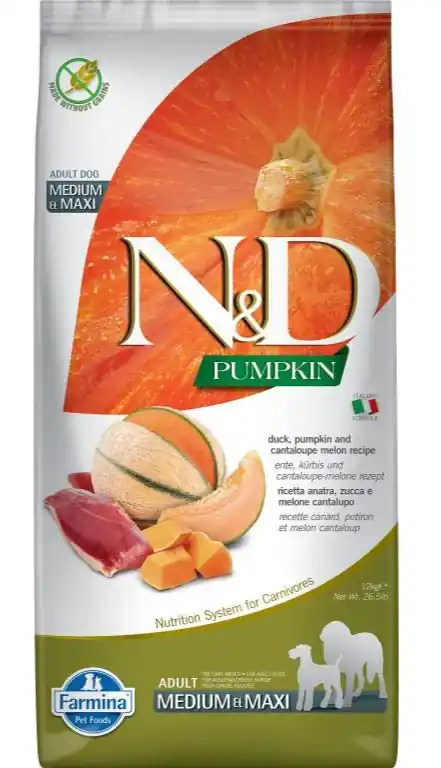 Voordeelprijs N&D Pumpkin DOG Adult M/L Duck & Cantaloupe melon 12kg – kachna s melounem