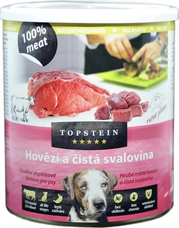 Topstein Hovězí a svalovina v plechu 800g – kvalitní hovězí svalovina v plechu Merkproduct