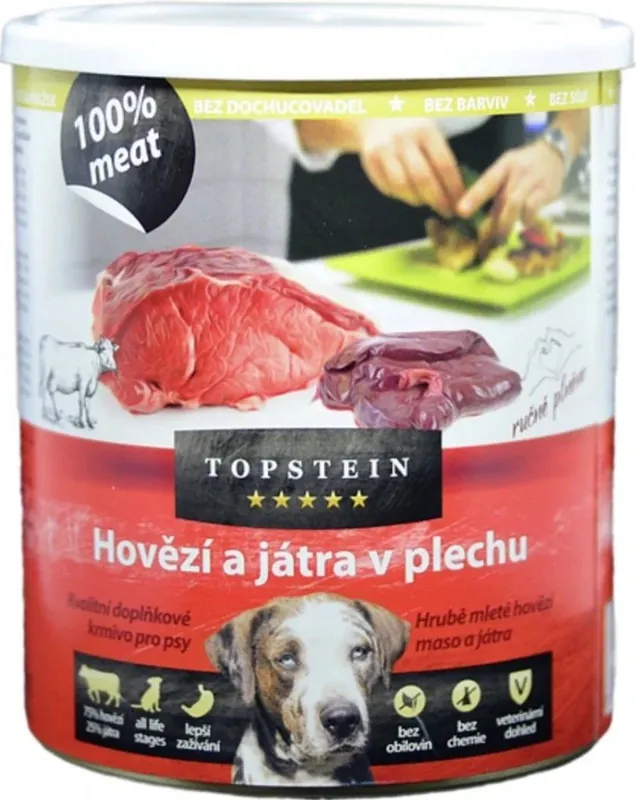 Topstein Hovězí s játry v plechu 800g – konzerva s hovězím masem a játry Beperkt Aanbod