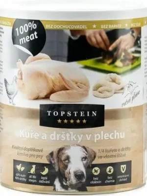 Topstein Kuře a dršťky v plechu 800g – kuřecí maso a dršťky v konzervě Koopje