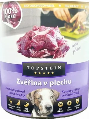 Topstein Zvěřina v plechu 800g – lahodná zvěřina pro psy v plechovce Premium