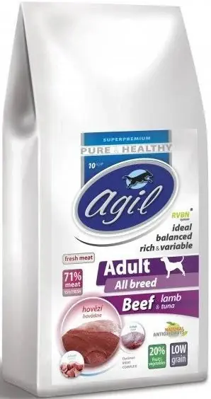 Alleen Vandaag Agil Adult All Breed Low Grain Beef, Lamb, Tuna 10kg – krmivo pro dospělé psy