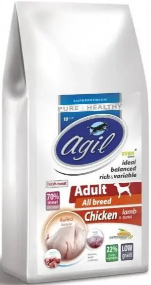 Agil Adult All Breed Low Grain Chicken, Lamb, Tuna 10kg – krmivo s nízkým obsahem obilovin Must-Have