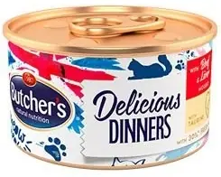Butcher‘s Cat Delic. Dinners hovězí+játra konz. 85g–konzerva s hovězím a játry pro kočky Aanbieding
