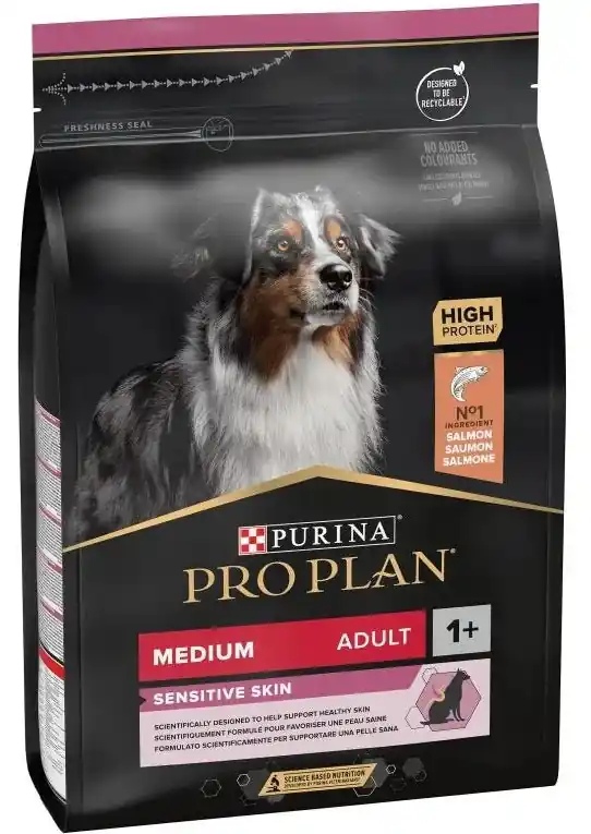 ProPlan Dog Adult Medium SensitiveSkin Salmon 3kg – dieta pro psy se zdravou srstí, losos. Direct Beschikbaar