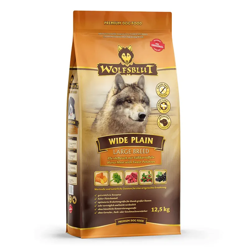 Korting Wolfsblut Dog Large Breed Wide Plain 12,5kg – granule s koňským masem pro velká plemena