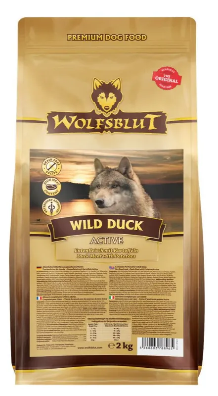 Wolfsblut Dog Active Wild Duck 2kg – energetické granule s kachnou pro aktivní psy Seizoensaanbieding