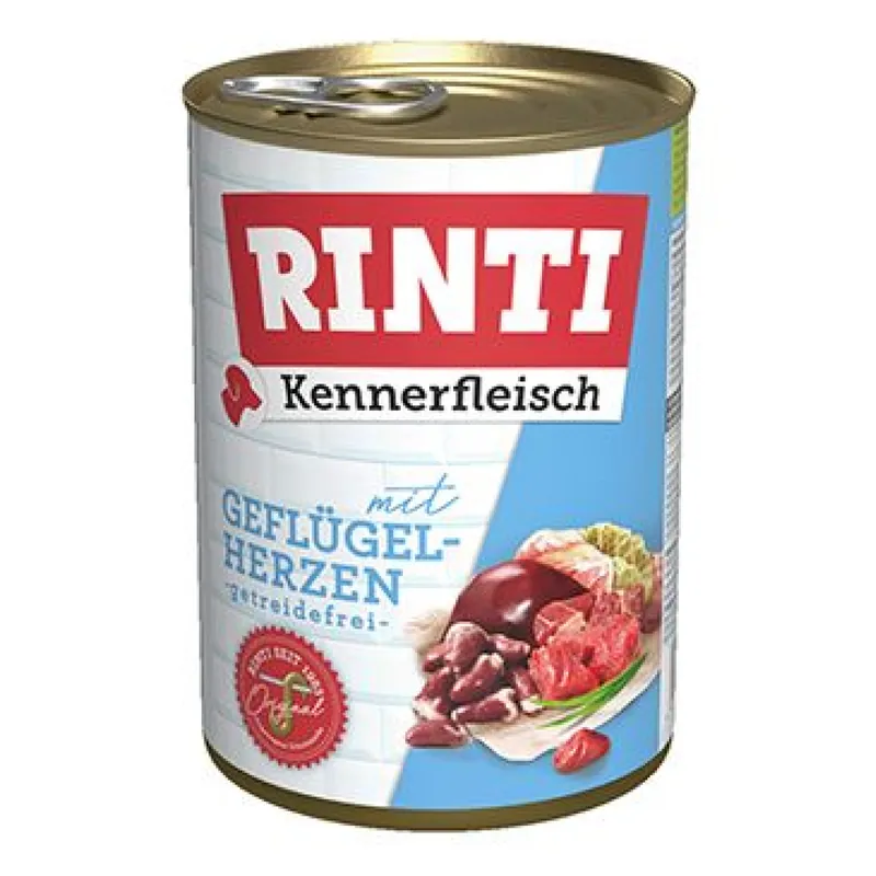 Beperkt Aanbod Rinti Dog Kennerfleisch konzerva drůbeží srdíčka 400g