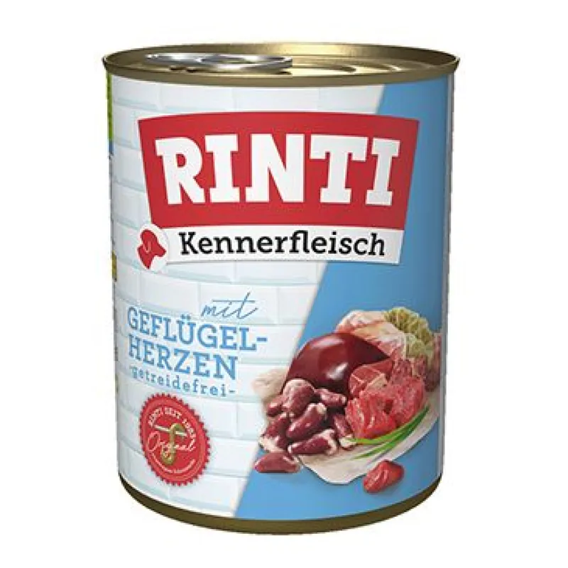Rinti Dog Kennerfleisch konzerva drůbeží srdíčka 800g Hoge Kwaliteit