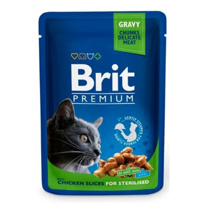 Brit Premium Cat kapsa Chicken Slices for Steril 100g Laatste Versie