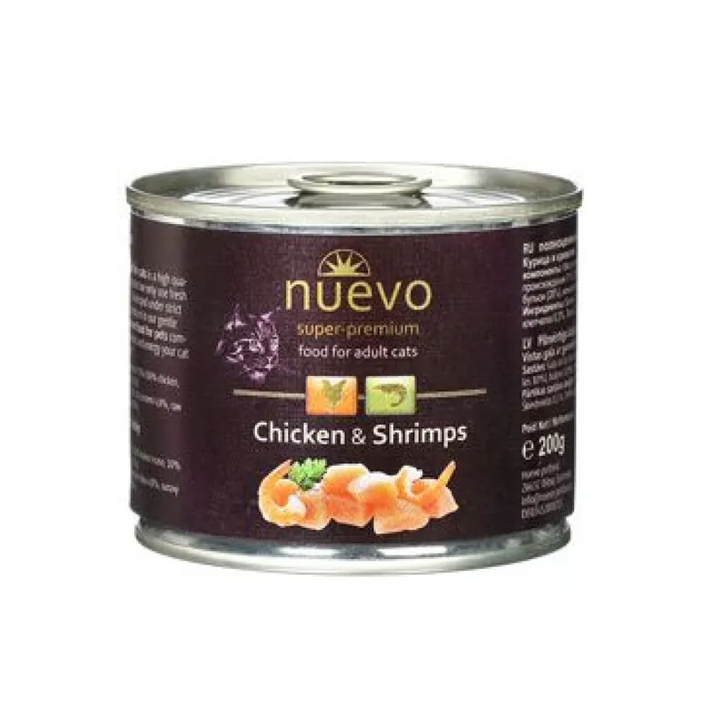 Flitsaanbieding Nuevo kočka adult Kuře a krevety konz. 200g