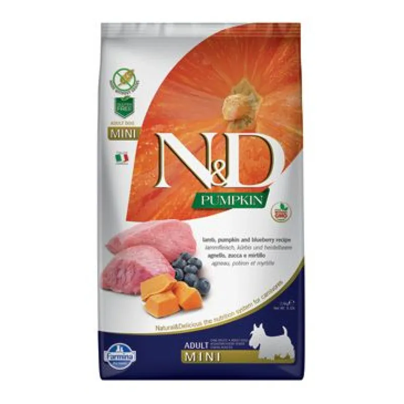 N&D Pumpkin DOG Adult Mini Lamb & Blueberry 7kg Flitsaanbieding