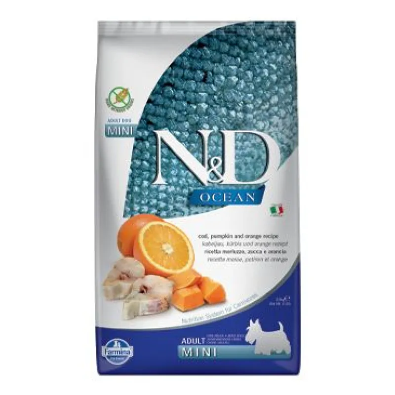 Lage Kosten N&D OCEAN DOG Adult Mini Codfish&Pumpkin&Orange 2,5kg