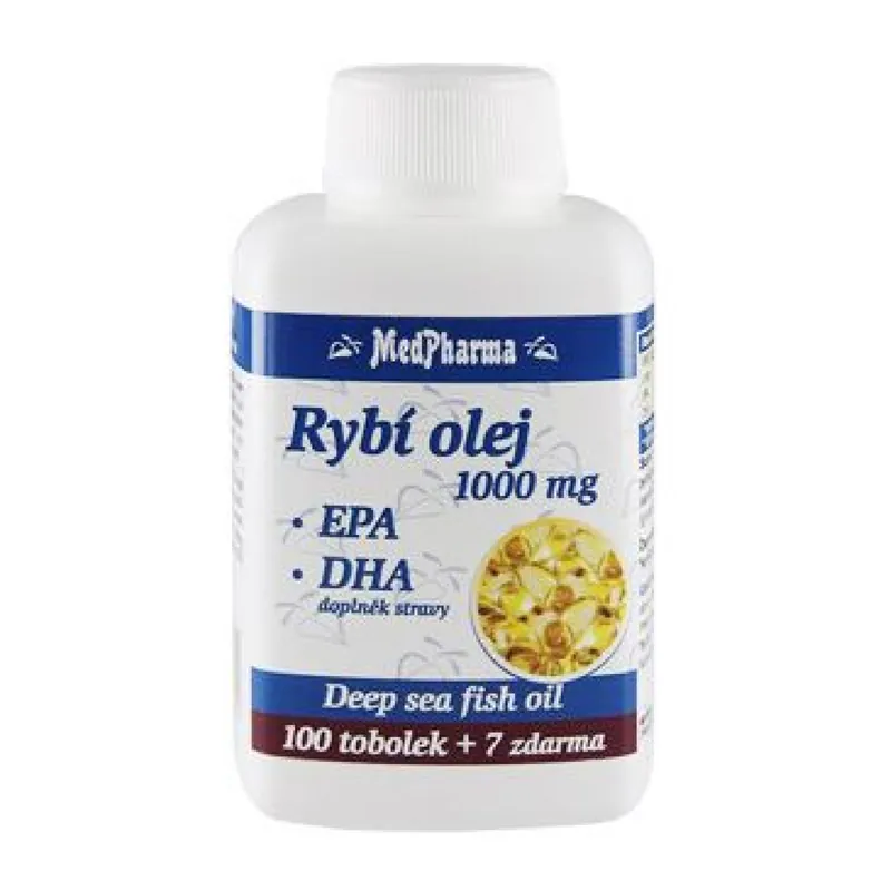 Premium Rybí olej 1000mg +EPA+DHA 100+7tob zdarma MedPharma