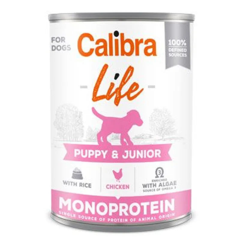 Exclusieve Aanbieding Calibra Dog Life konz.Puppy&Junior Chicken&rice 400g