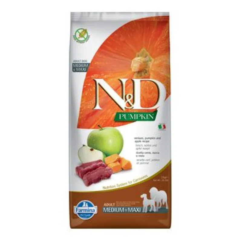N&D Pumpkin DOG Adult M/L Venison & Apple 12kg Aanbieding