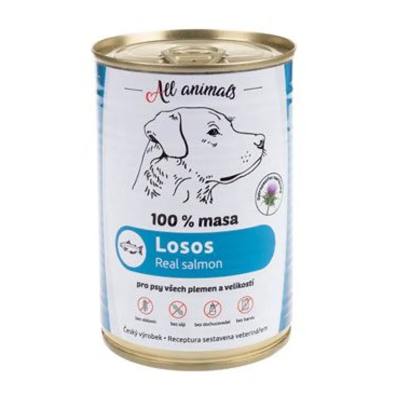 Flitsaanbieding All Animals DOG losos mletý 400g