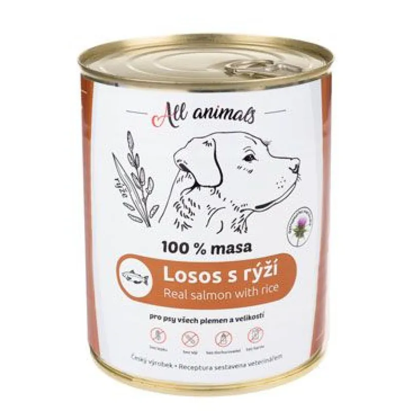 All Animals DOG losos mletý s rýží 800g Snelle Levering