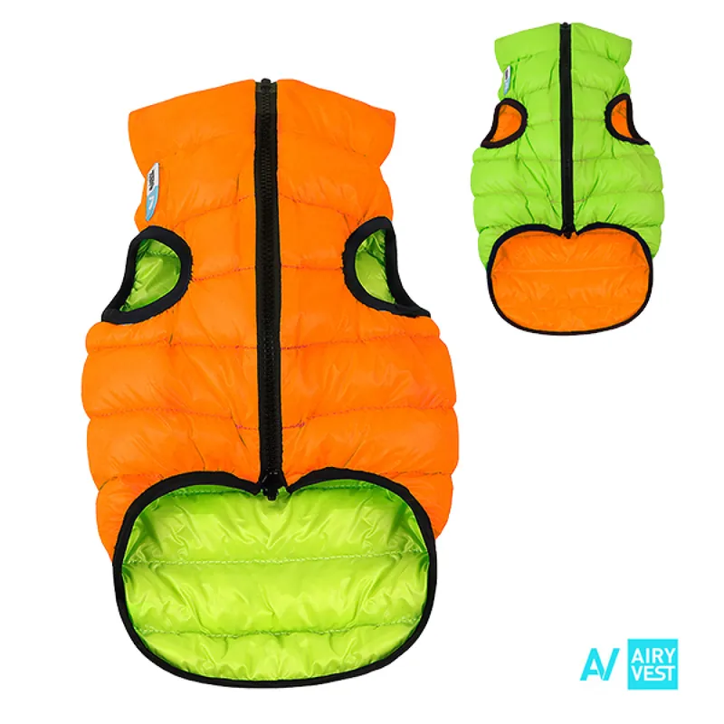 Direct Verzonden AiryVest bunda pro psy oranžová/zelená M 45